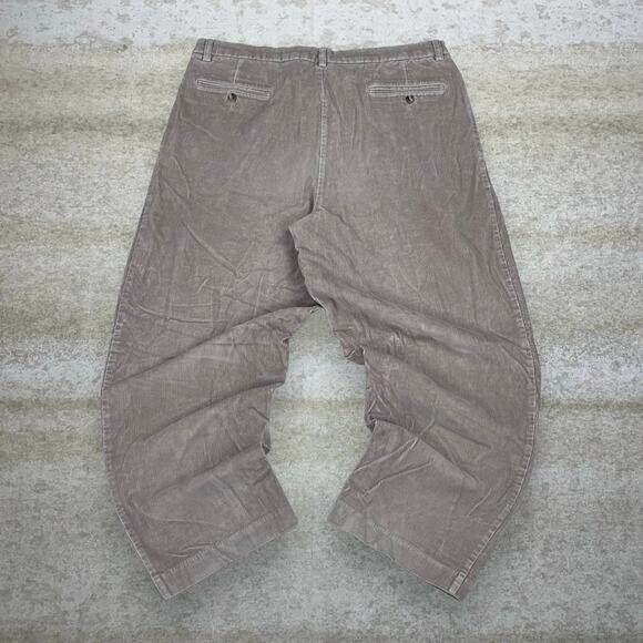 Roundtree & Yorke Other - Vintage Y2K Corduroy Pants 38x30 Baggy Wide Leg Fit Tan Pleated Front